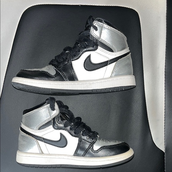 Jordan 1 Retro High OG TD Black and Silver Toe Toddler Size 11C Sneakers - Picture 10 of 17